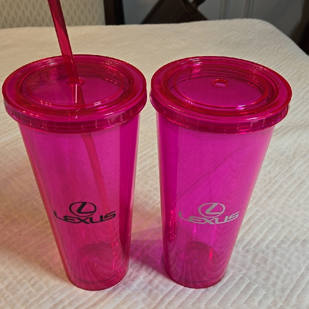 Lexus BPA Free Plastic Tumblers, Set of 2, One straw